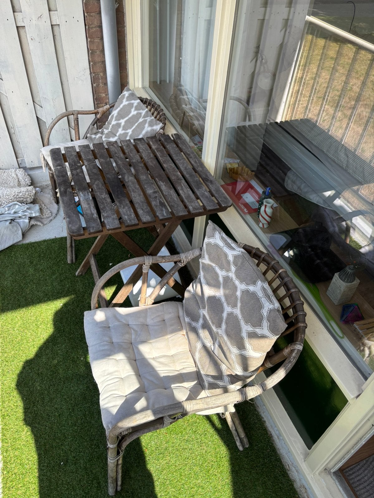 Tuinstoelen en tafel, Gebruikt, Stoel, Tuinset, Hout