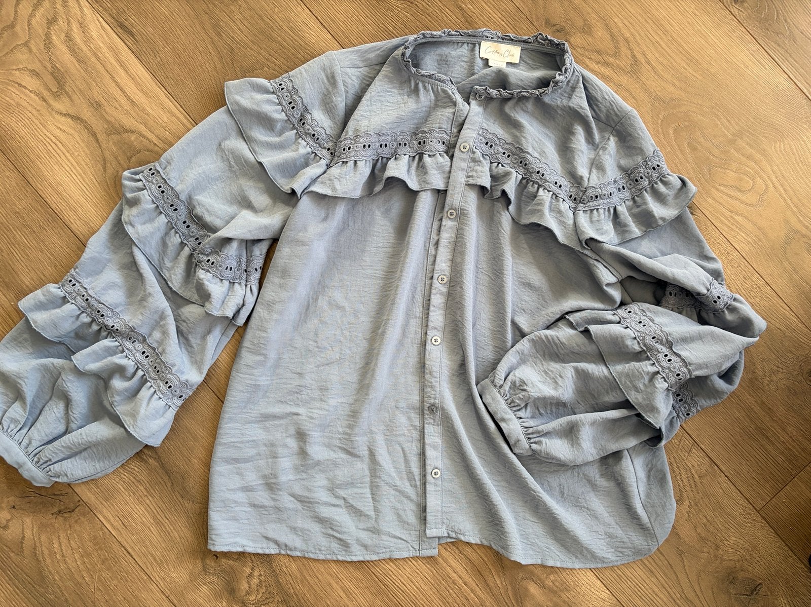 Blauwe blouse van Cotton Club, Ophalen of Verzenden, Zo goed als nieuw, Maat 42/44 (L), Blauw