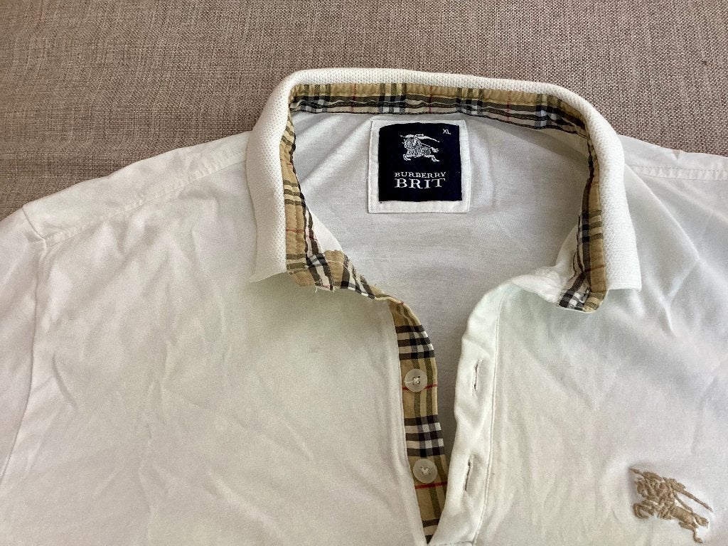 Burberry polo XL, Ophalen of Verzenden, Gedragen, Maat 56/58 (XL), Wit