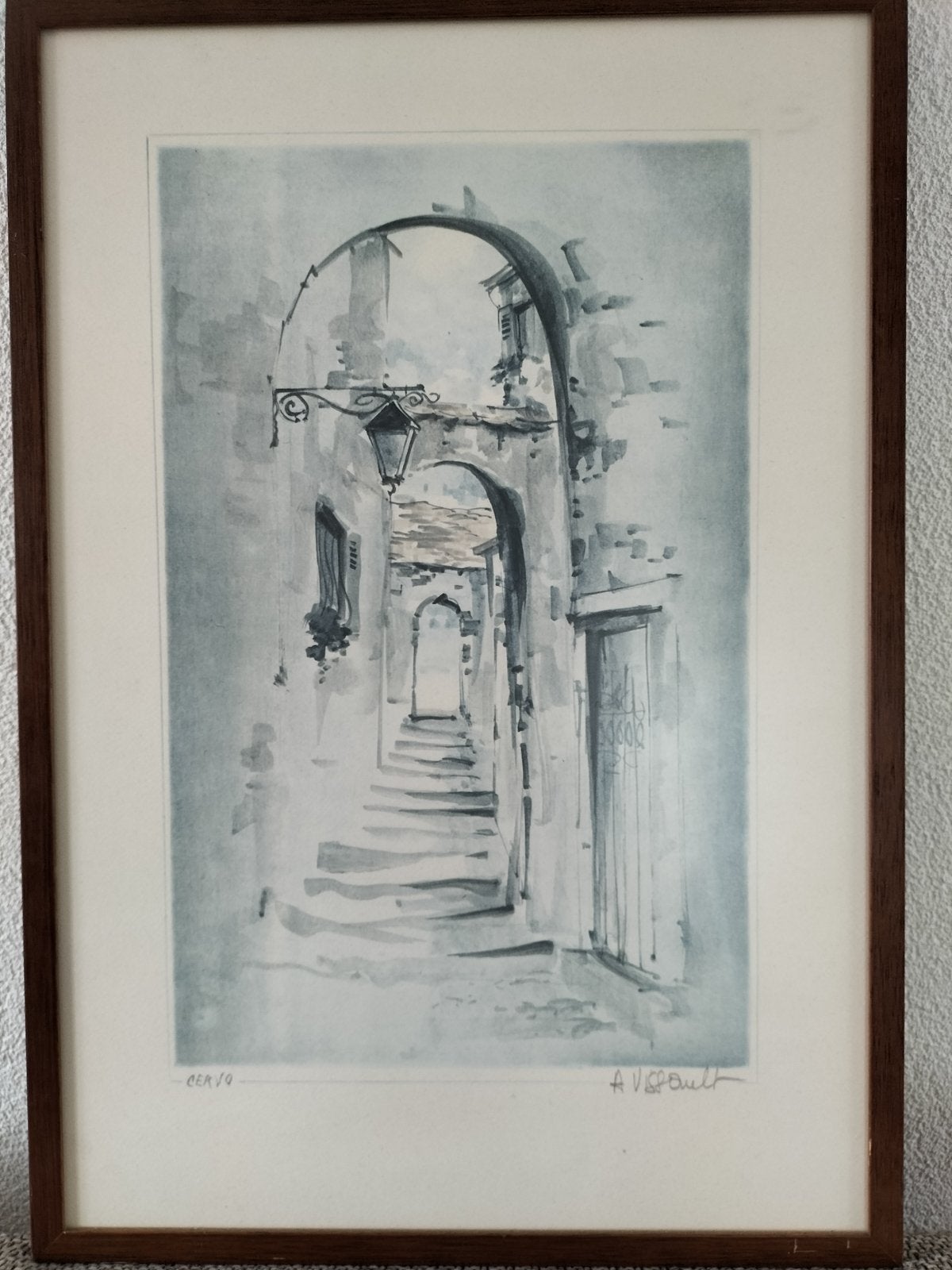 Tekening van Cervo, Ophalen of Verzenden, Reproductie, Potloodtekening, Achter glas