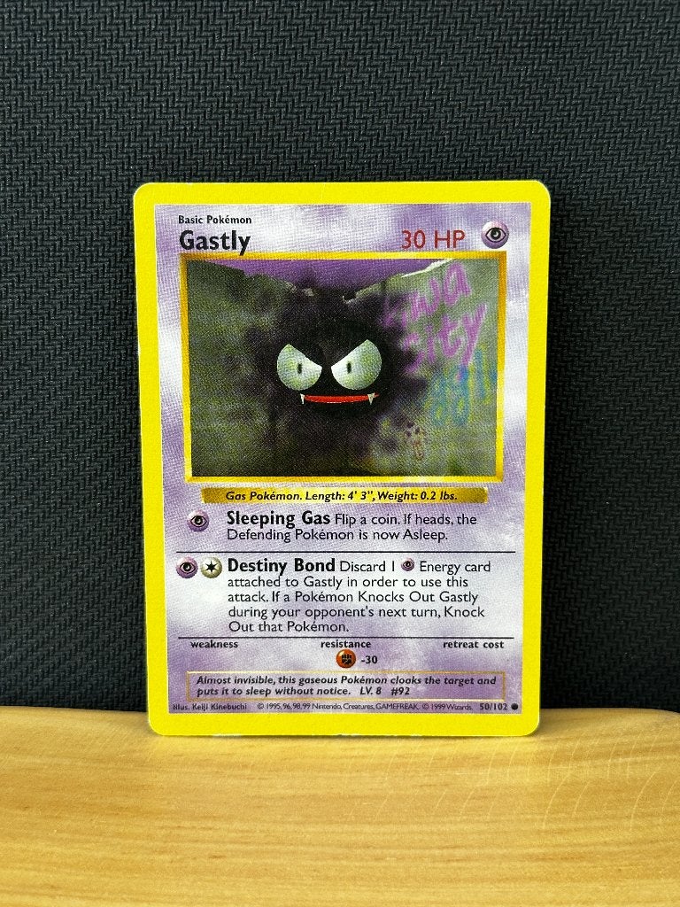 Gastly - 50/102 Base Set (Shadowless) - Vintage Pokémon Card, Verzenden, Gebruikt, Losse kaart