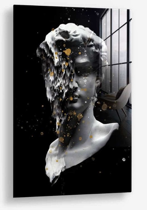 Glasschilderij Poseidon 80x120 - Gehard glas, Antiek en Kunst, Kunst | Schilderijen | Modern, Figuren, Glas, Achter glas, Ophalen of Verzenden