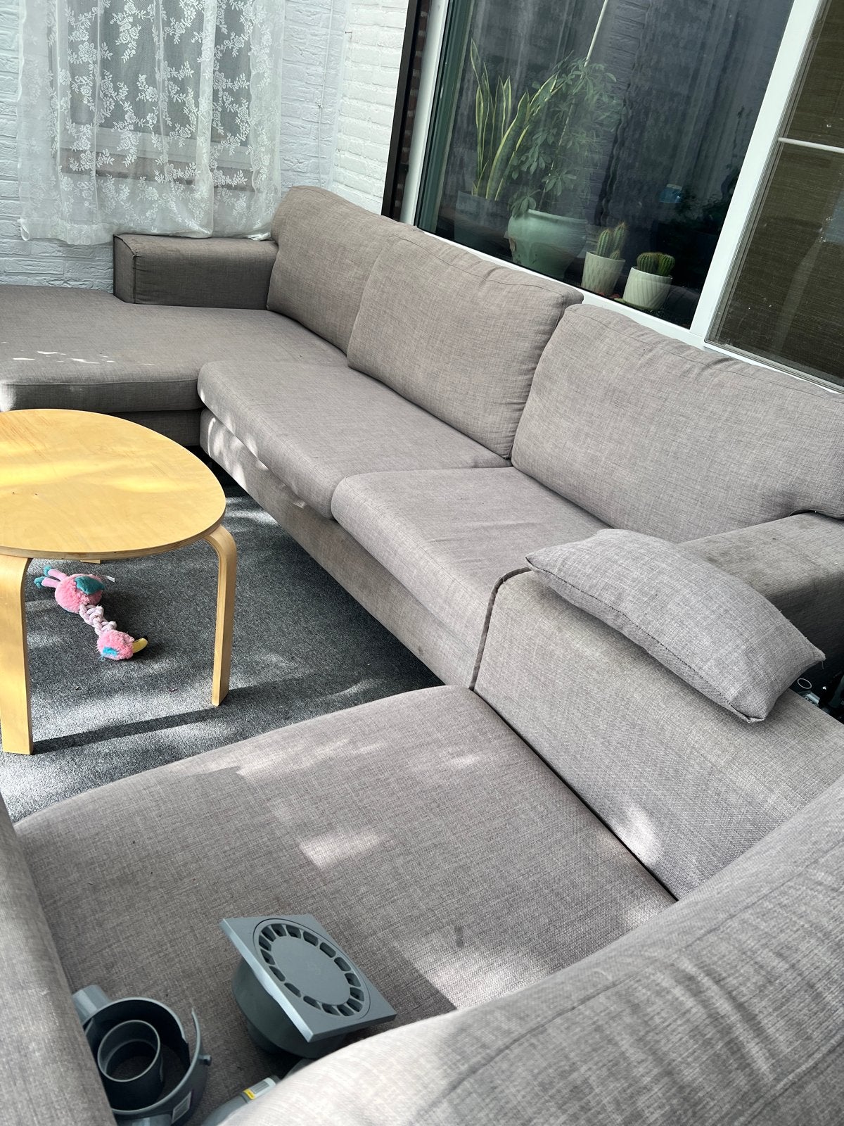Grote bank met stoel gratis af te halen, Ophalen, Gebruikt, 100 tot 125 cm, Hoekbank