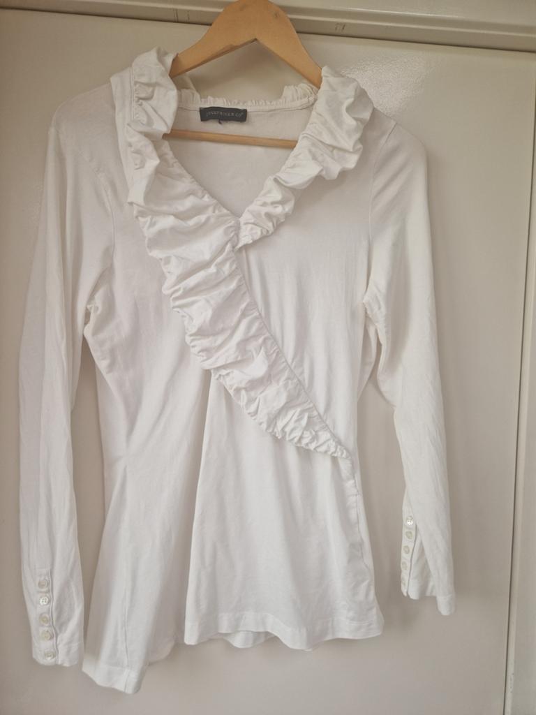 Josephine & Co Offwhite Sjaalkraag Blouse Tuniek, Kleding | Dames, Blouses en Tunieken, Gedragen, Maat 38/40 (M), Wit, Ophalen of Verzenden