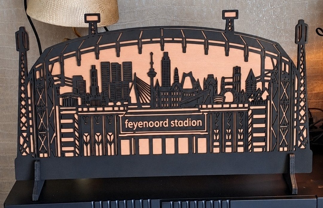 Feyenoord Stadion & Rotterdam Skyline Laser Cut Hout/MDF, Ophalen of Verzenden, Nieuw, Hout, Klassiek