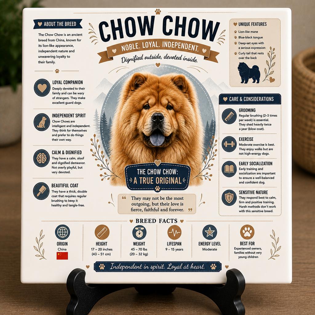 Chow Chow - Infographic Tegel, Verzenden, Nieuw