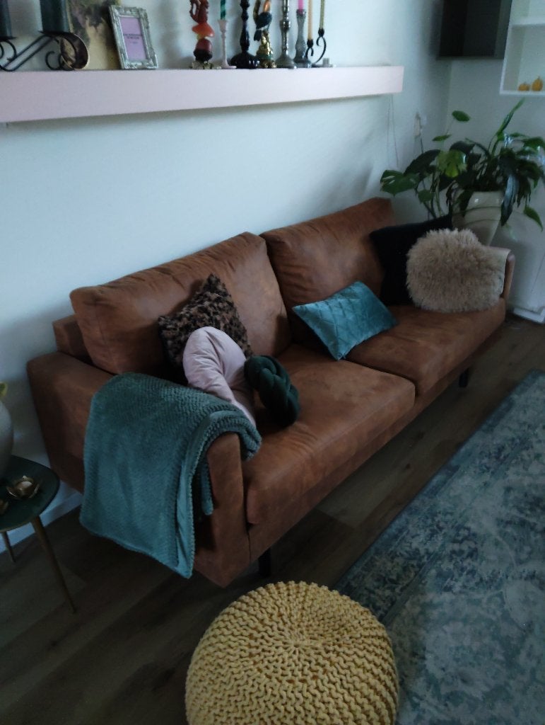 bank 2.5 zits Collin cognac kleur, Huis en Inrichting, Ophalen, Overige materialen, Gebruikt, Overige maten