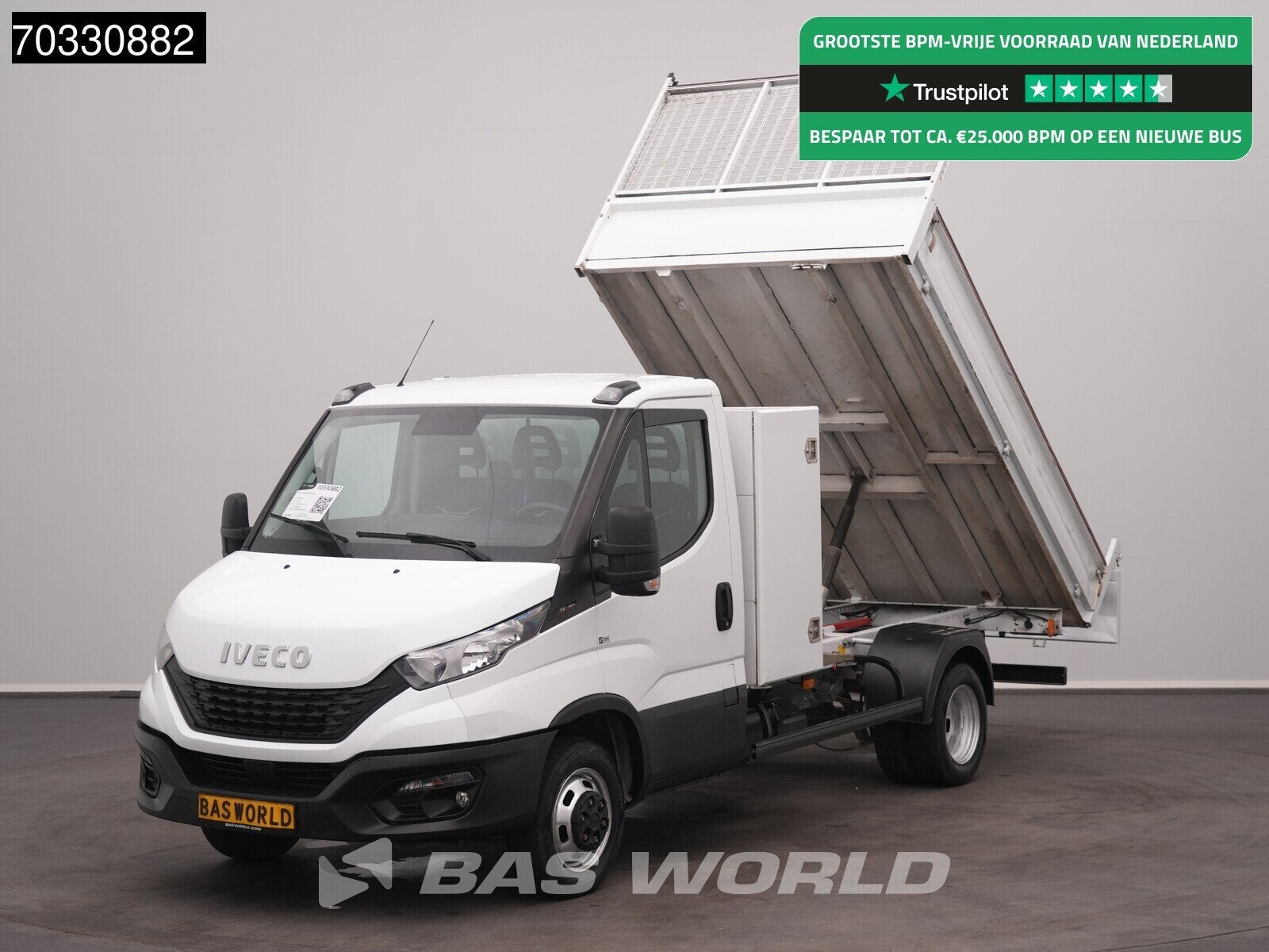 Iveco Daily 35C16 3.0L Kipper met Kist Dubbellucht 3,5t Trek, Auto's, Stof, Gebruikt, Euro 6, 4 cilinders