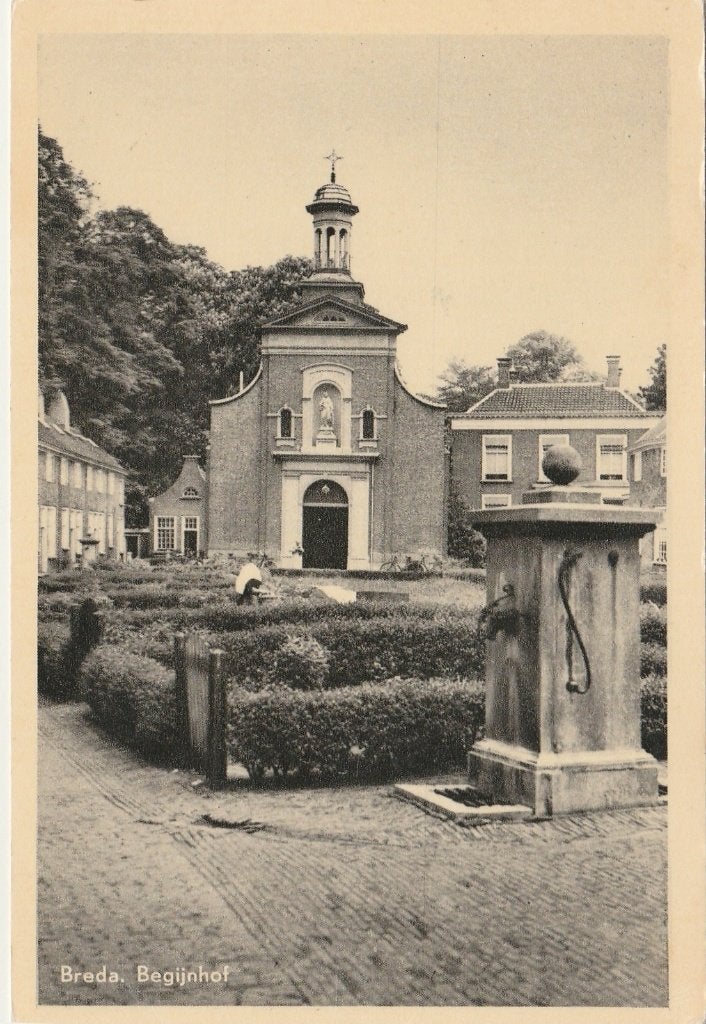 BREDA Begijnhof met Kerk 1954, Verzenden, 1940 tot 1960, Gelopen, Noord-Brabant