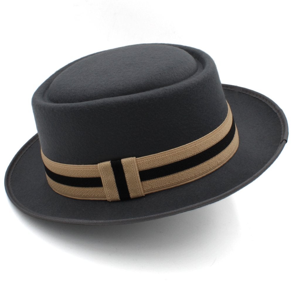 Grijze wollen pork pie hoed / heren dames bowler porkpie, Verzenden, Nieuw, Hoed