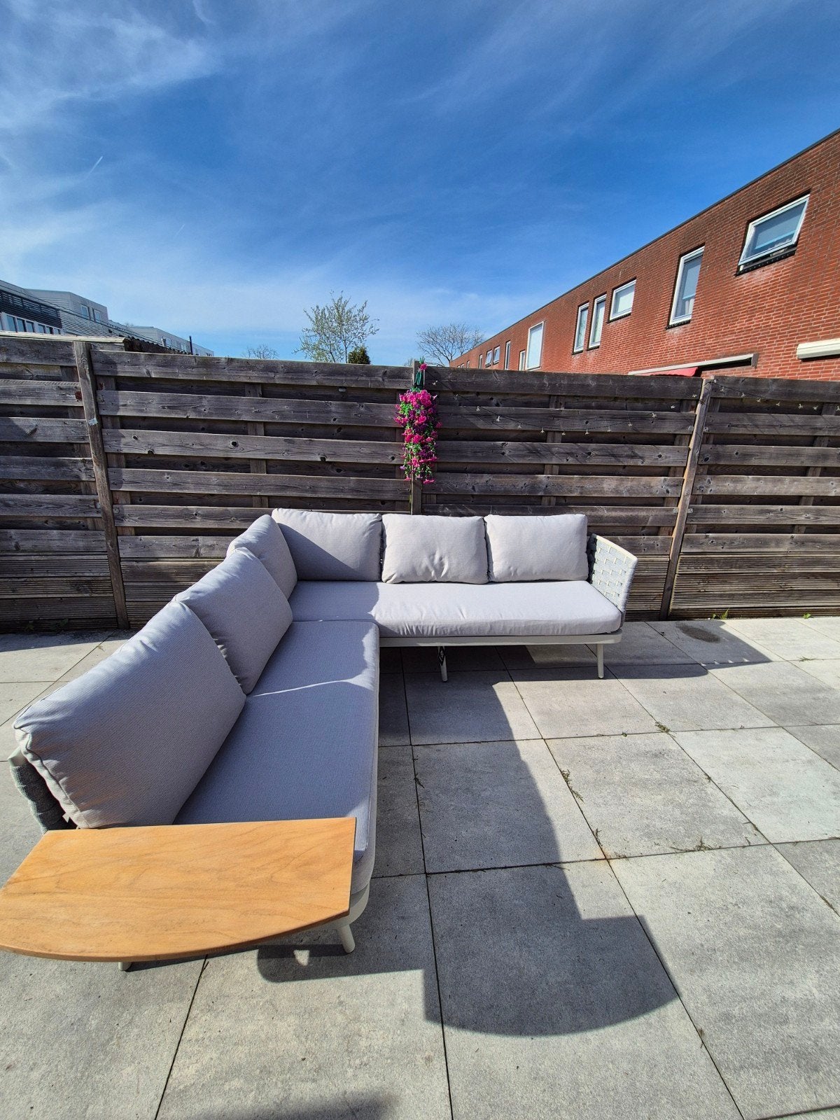 Zo goed als nieuwe L-vormige loungeset met rope details, Aluminium, Ophalen of Verzenden, Zo goed als nieuw, Loungeset