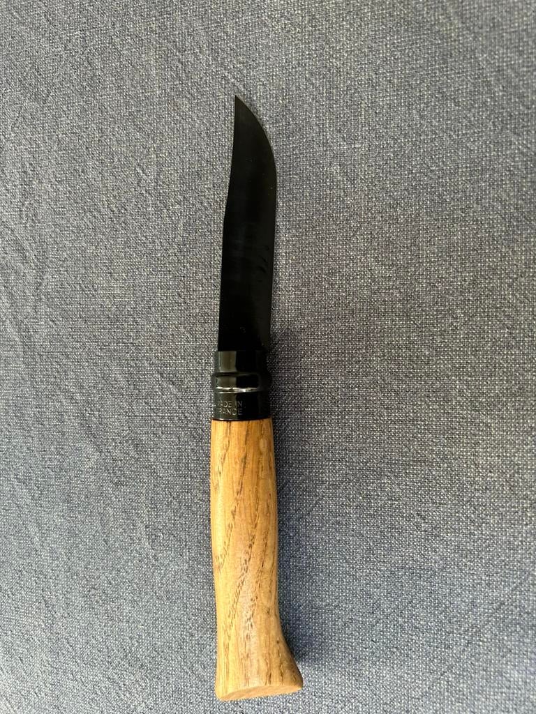 Opinel no 8 zakmes zwarte coating ZGAN, Ophalen of Verzenden, Zo goed als nieuw