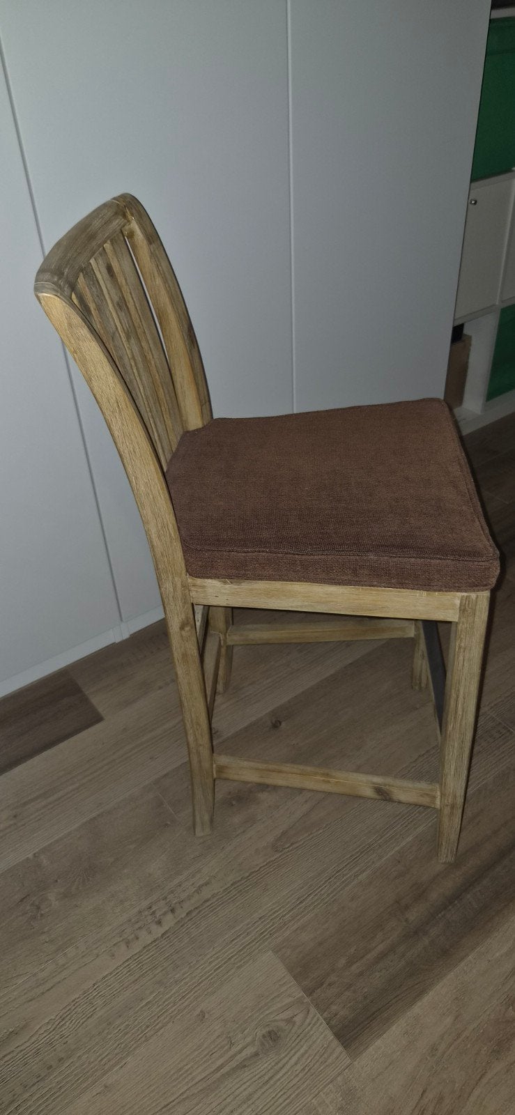 4 Teak Houten Barkrukken met Afneembare Kussens, Ophalen, Gebruikt, 60 tot 90 cm, 4 krukken