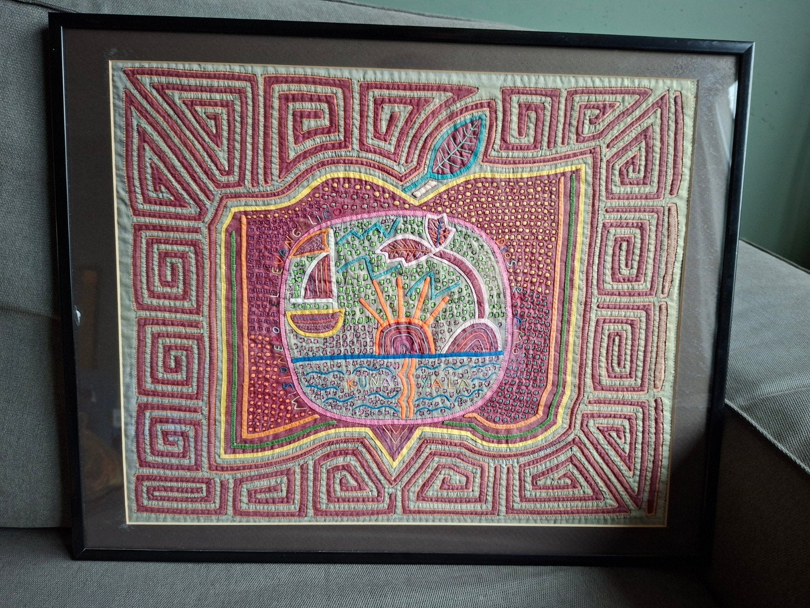 Kuna Mola / Guna Mola, Ophalen, Wanddecoratie, Textiel, Ingelijst