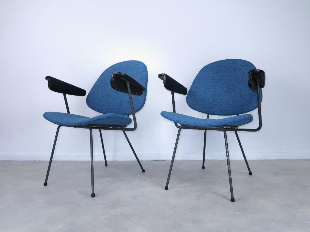 set armstoelen Gispen Kembo petrol blauw 50s 60s, Huis en Inrichting, Ophalen, Gebruikt, -, Vintage