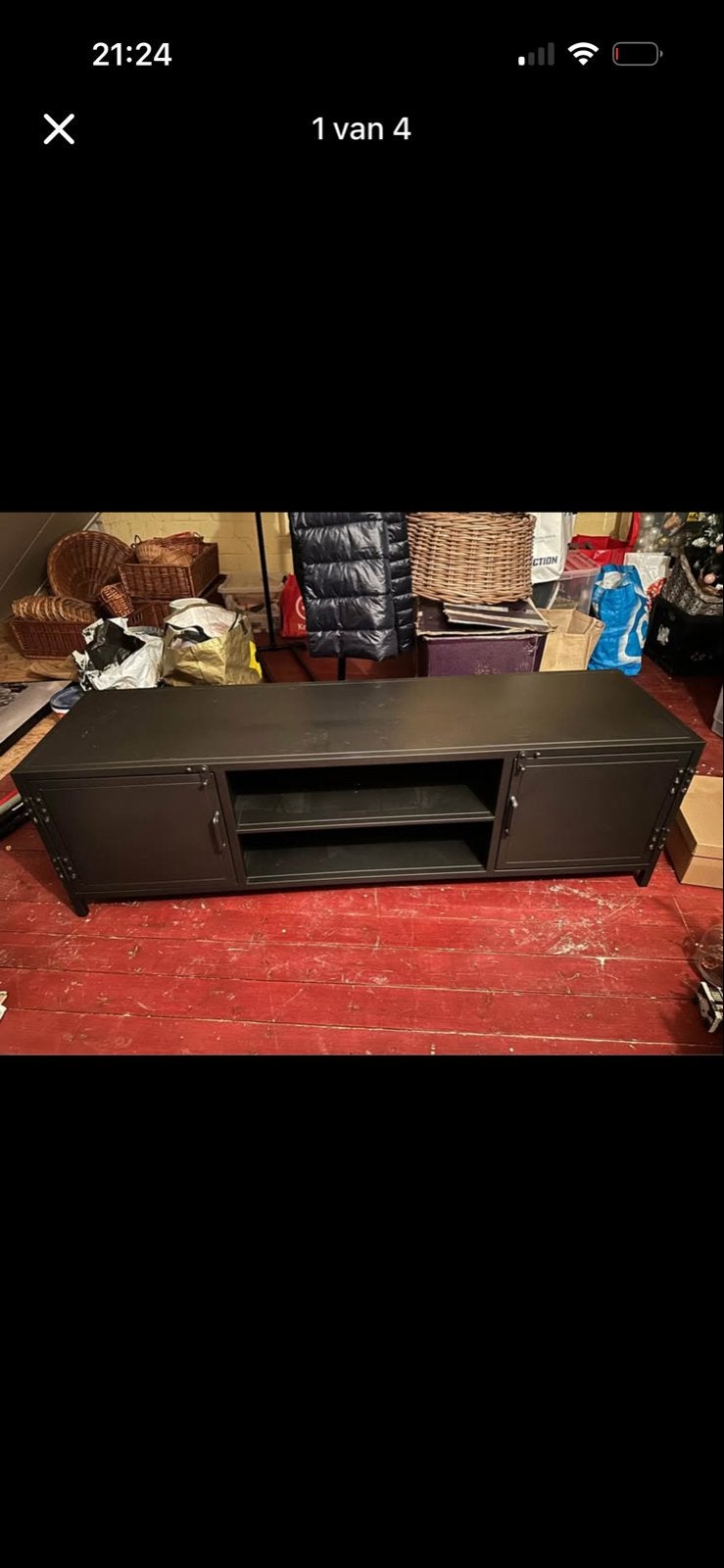 Zwart TV-meubel Castello met opbergruimte, Ophalen, Gebruikt, 100 tot 150 cm, Minder dan 100 cm