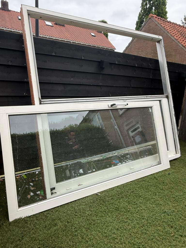 Schuifpui met glas te koop, Doe-het-zelf en Verbouw, Kozijnen en Schuifpuien, Ophalen, Kunststof, Gebruikt, 225 cm of meer