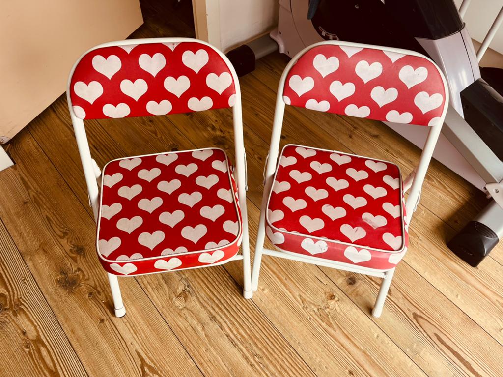 Twee retro stoeltjes met hartjes van JIP, Ophalen, Gebruikt, Stoel(en)
