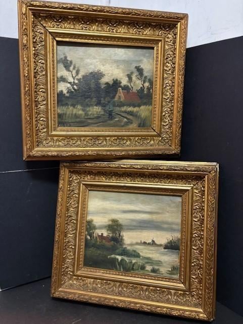 2 Schilderijen van H.Ros, Antiek en Kunst, Ophalen of Verzenden