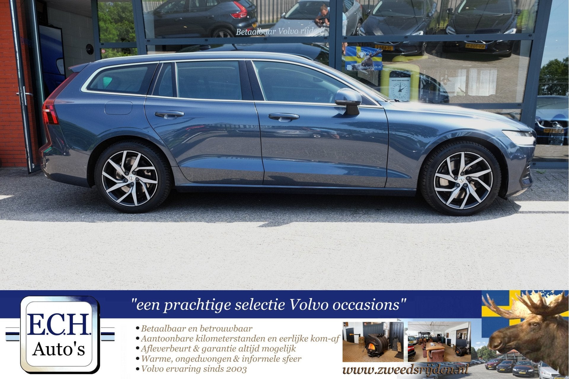 Volvo V60 2.0 T5 250 pk Aut. Momentum Apple CarPlay, Auto's, Volvo, 15 km/l, 4 cilinders, Blauw, Leder en Stof