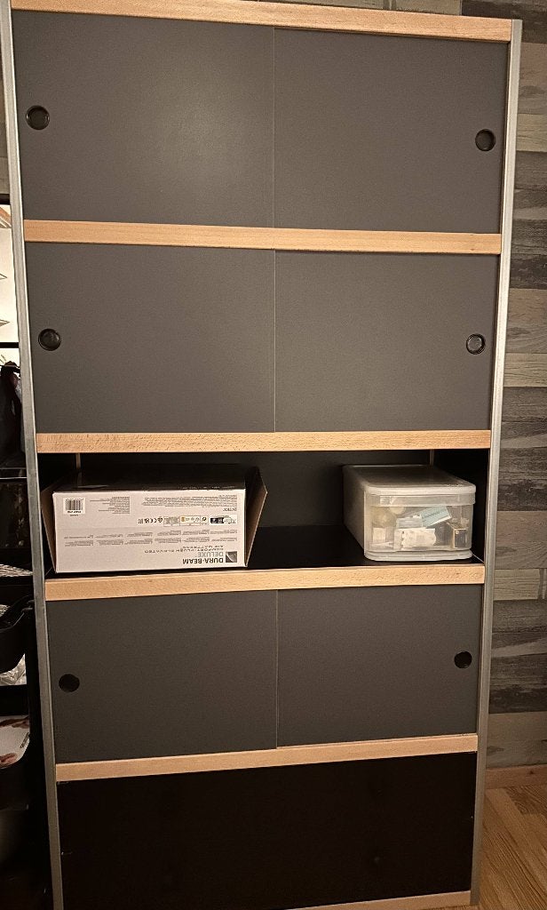 Kewlox kast hout/antraciet, Ophalen, 100 tot 150 cm, Zo goed als nieuw, Modern