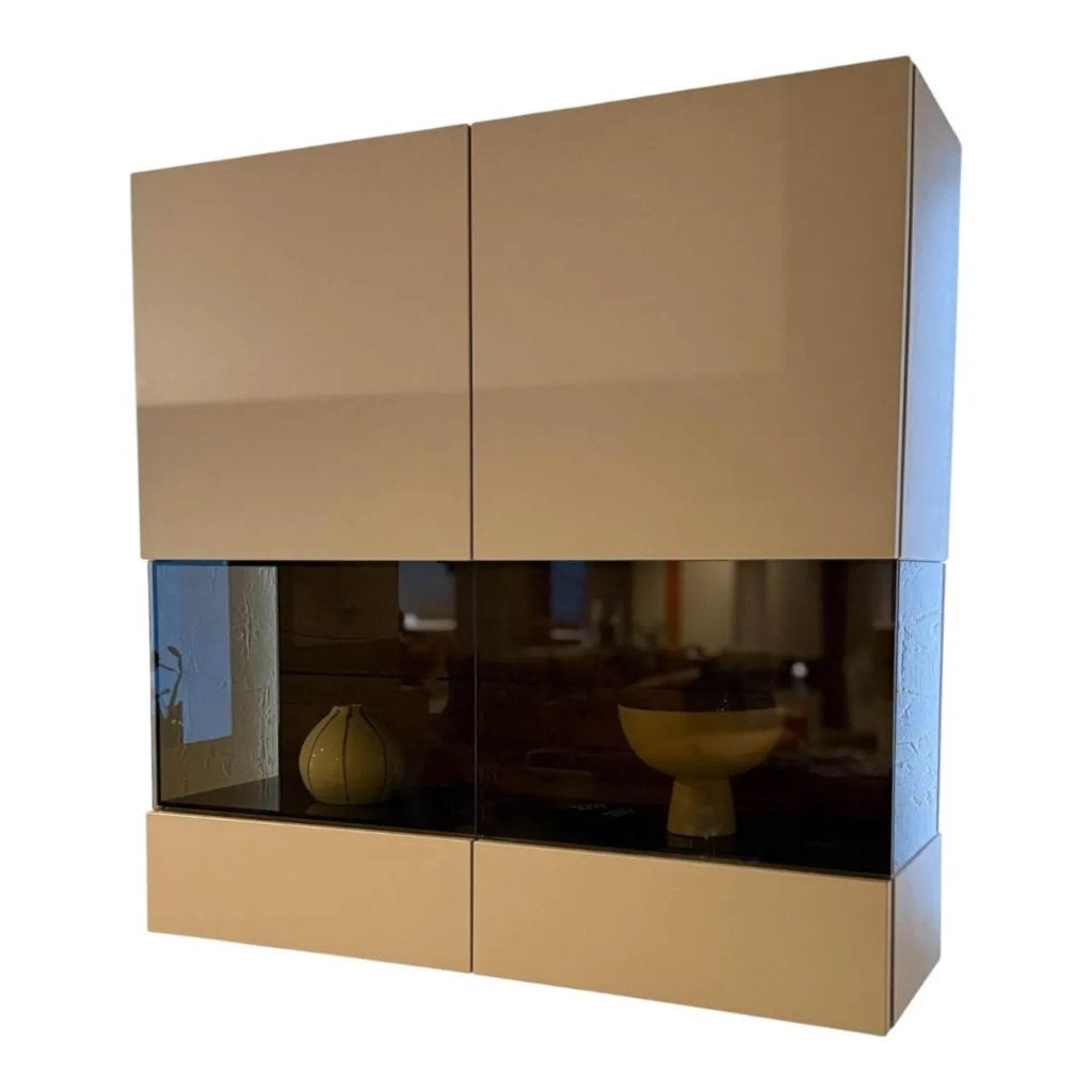 Wandkast met vitrine en led verlichting Hülsta Gentis, Ophalen, Met deur(en), 100 tot 150 cm, Zo goed als nieuw