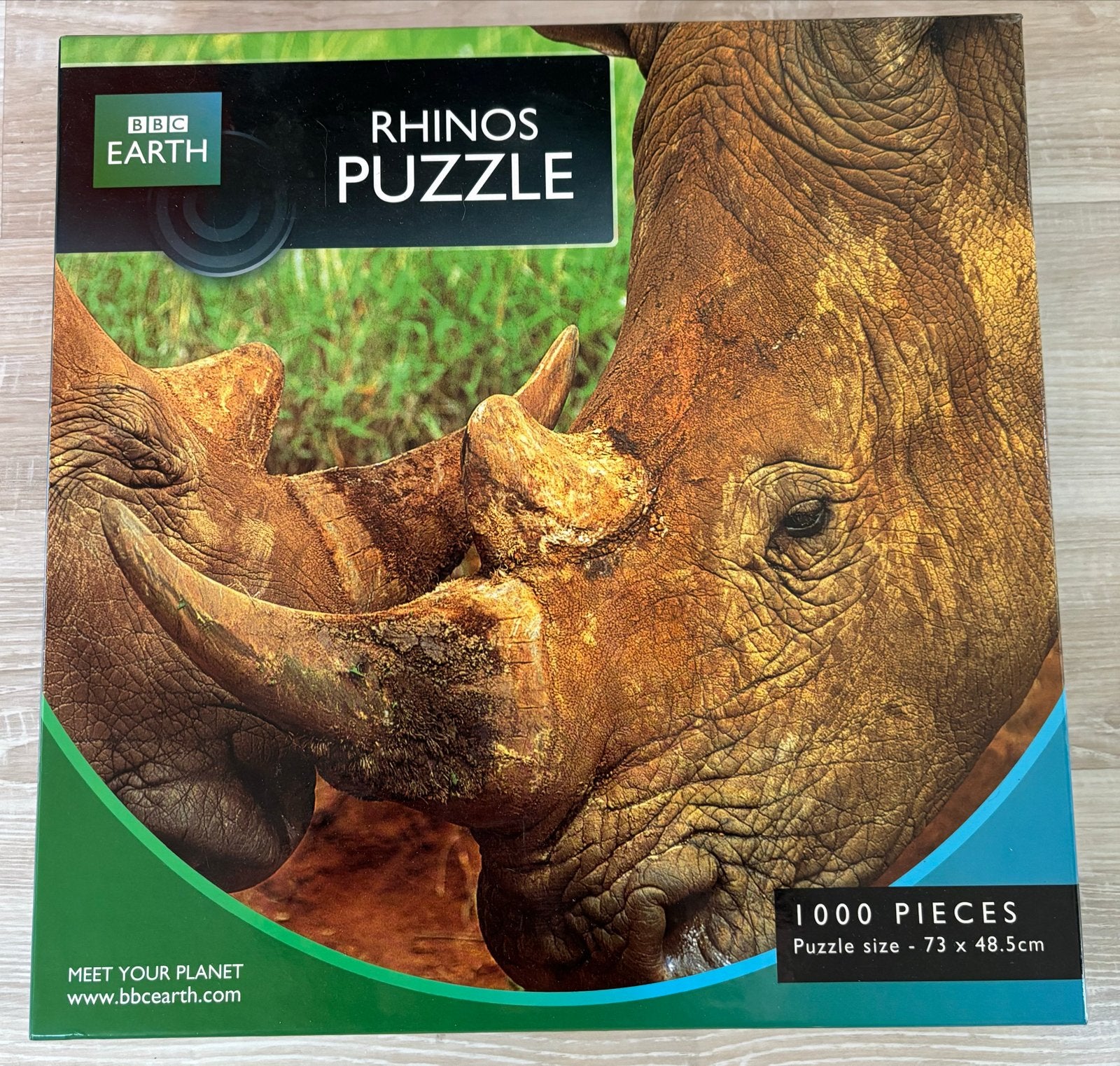 BBC Earth Neushoorns Puzzel - 1000 Stukjes, Hobby en Vrije tijd, Denksport en Puzzels, Ophalen of Verzenden, 500 t/m 1500 stukjes