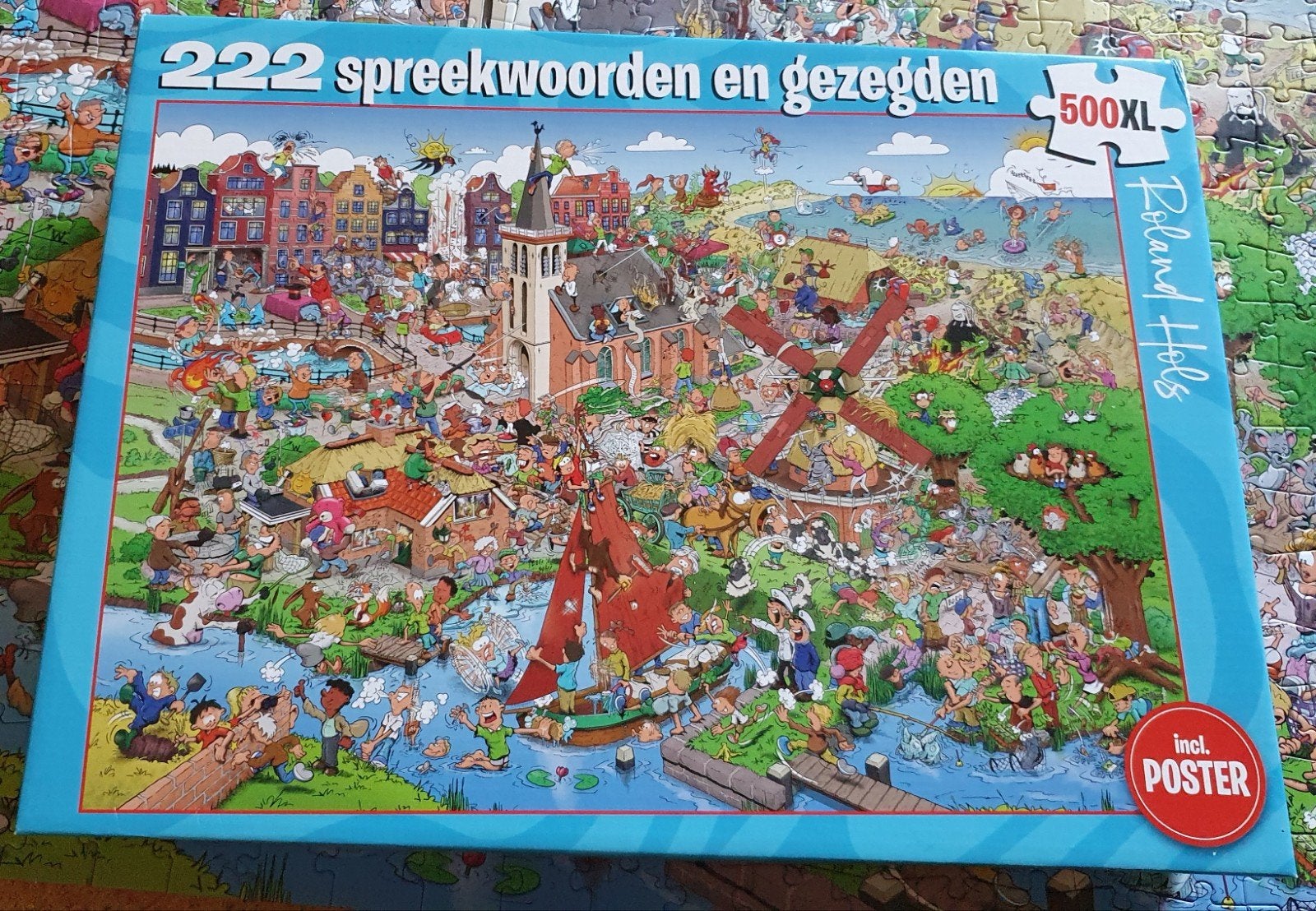 222 spreekwoordenpuzzel 500 xl stukjes, Ophalen of Verzenden, 500 t/m 1500 stukjes, Zo goed als nieuw, Legpuzzel