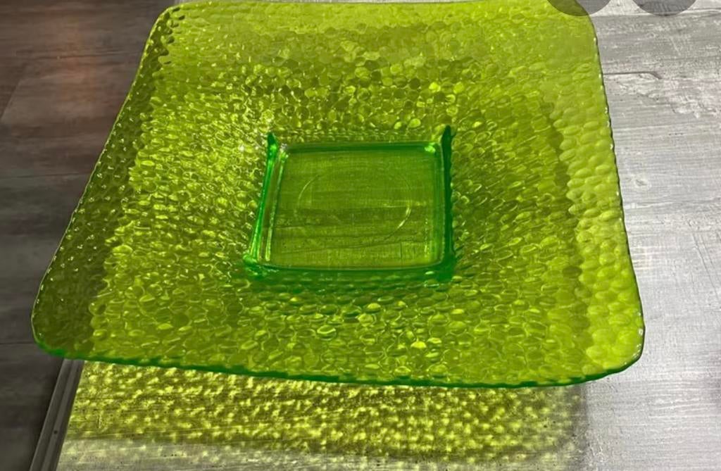 Vintage Uranium Glas FruitSchaal - Anna Glas Design, Ophalen of Verzenden, Zo goed als nieuw