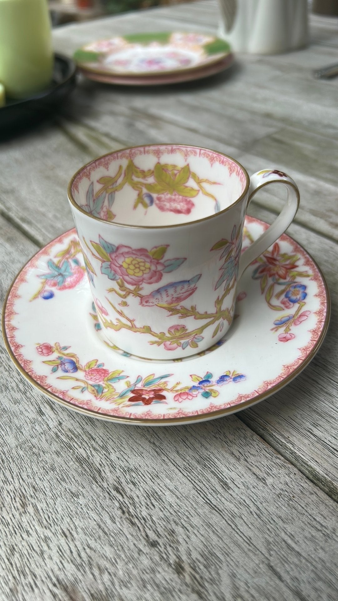Antieke Minton "Haddon Hall" kop en schotel, Ophalen of Verzenden