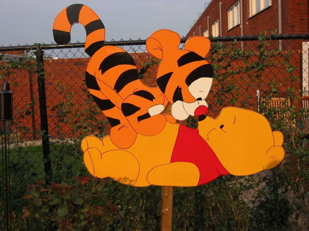 Geboortebord  Winnie de Pooh met Tijgertje, Ophalen, Gebruikt, Geboortebord