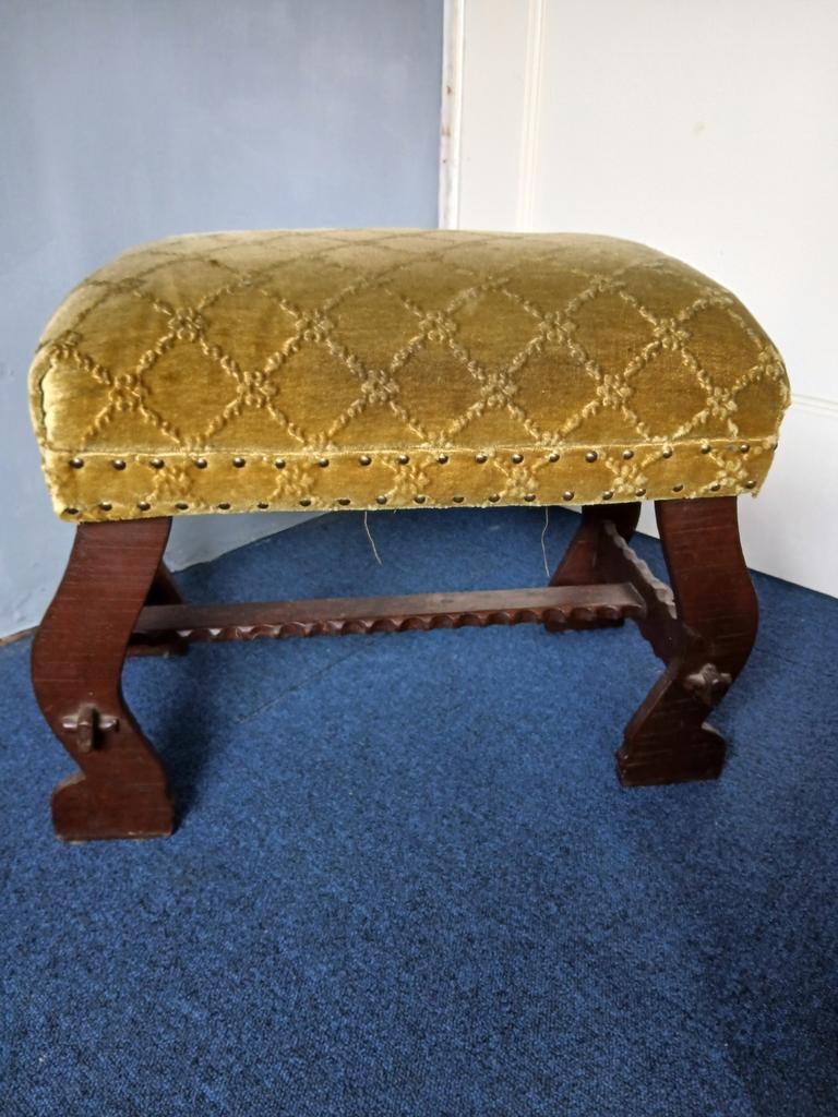 Vintage voetenbankje, Huis en Inrichting, Banken | Voetenbanken en Poefen, Ophalen, Rechthoekig, Minder dan 50 cm