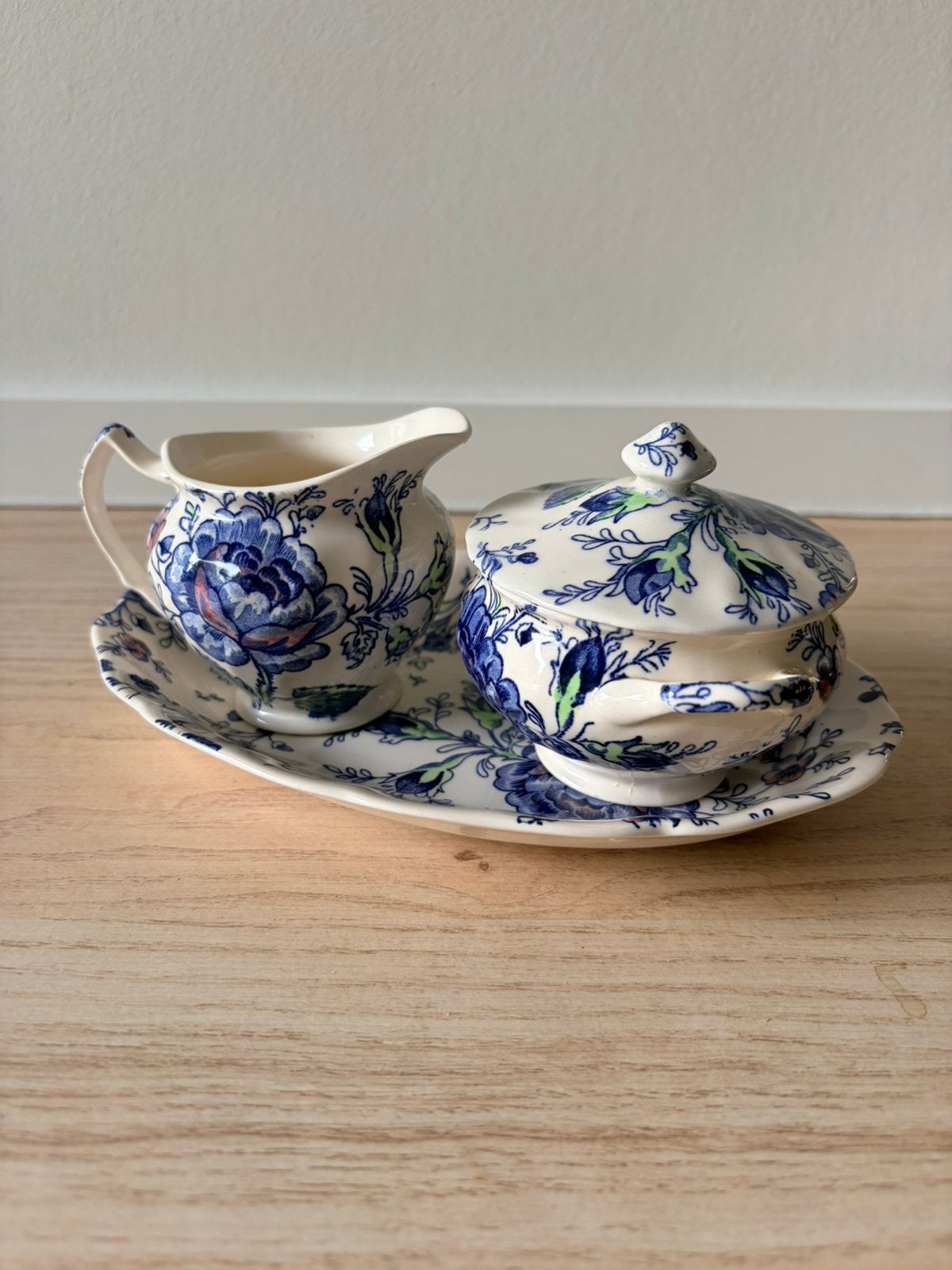 Melk & Suiker set, Rose Chintz Blue by Johnson Brothers, Ophalen