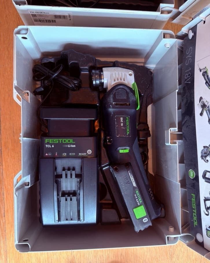 Festool Vecturo OSC 18 met lader en 18V accu, Ophalen, Zo goed als nieuw