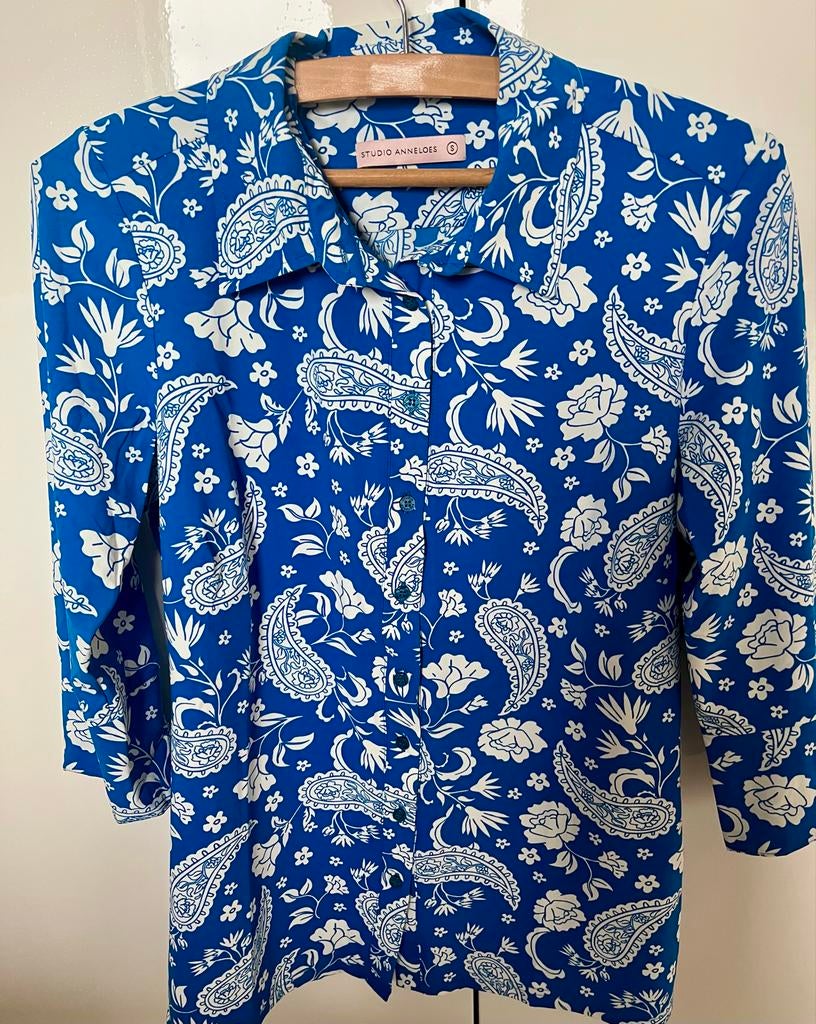 Studio Anneloes blouse met paisley print, Kleding | Dames, Ophalen of Verzenden, Zo goed als nieuw, Maat 36 (S), Blauw
