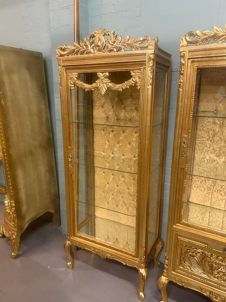 Luxe Gouden Vitrinekast met Barok Details, Ophalen of Verzenden