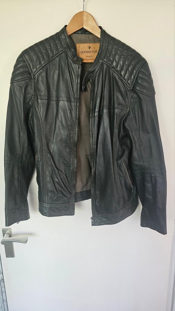 Groen zacht leren jack Goosecraft maat L (valt kleiner), Maat 48/50 (M), Goosecraft, Ophalen of Verzenden, Gedragen