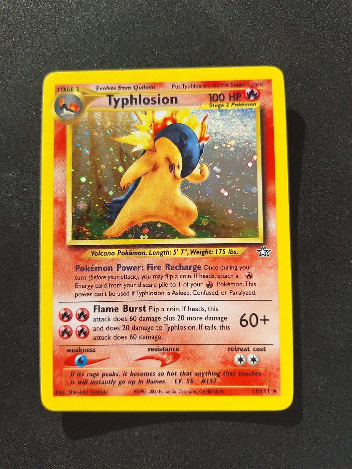 Typhlosion 17/111 Neo Genesis, Ophalen of Verzenden, Zo goed als nieuw, Losse kaart, Foil