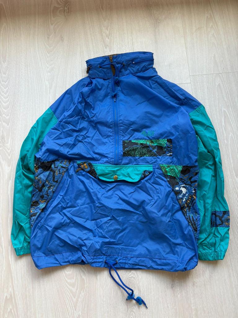 Blauwe regenjas L - Vintage Alex Athletics anorak, Blauw, ., Maat 42/44 (L), Ophalen of Verzenden