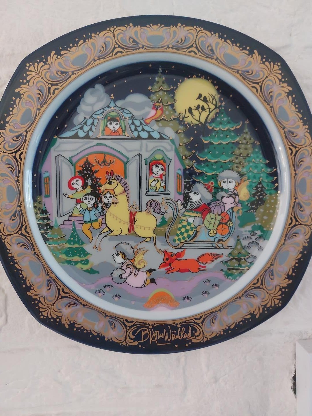 Rosenthal Studio-Linie Kerstbord 1984 - Bjørn Wiinblad, Antiek en Kunst, Antiek | Wandborden en Tegels, Ophalen