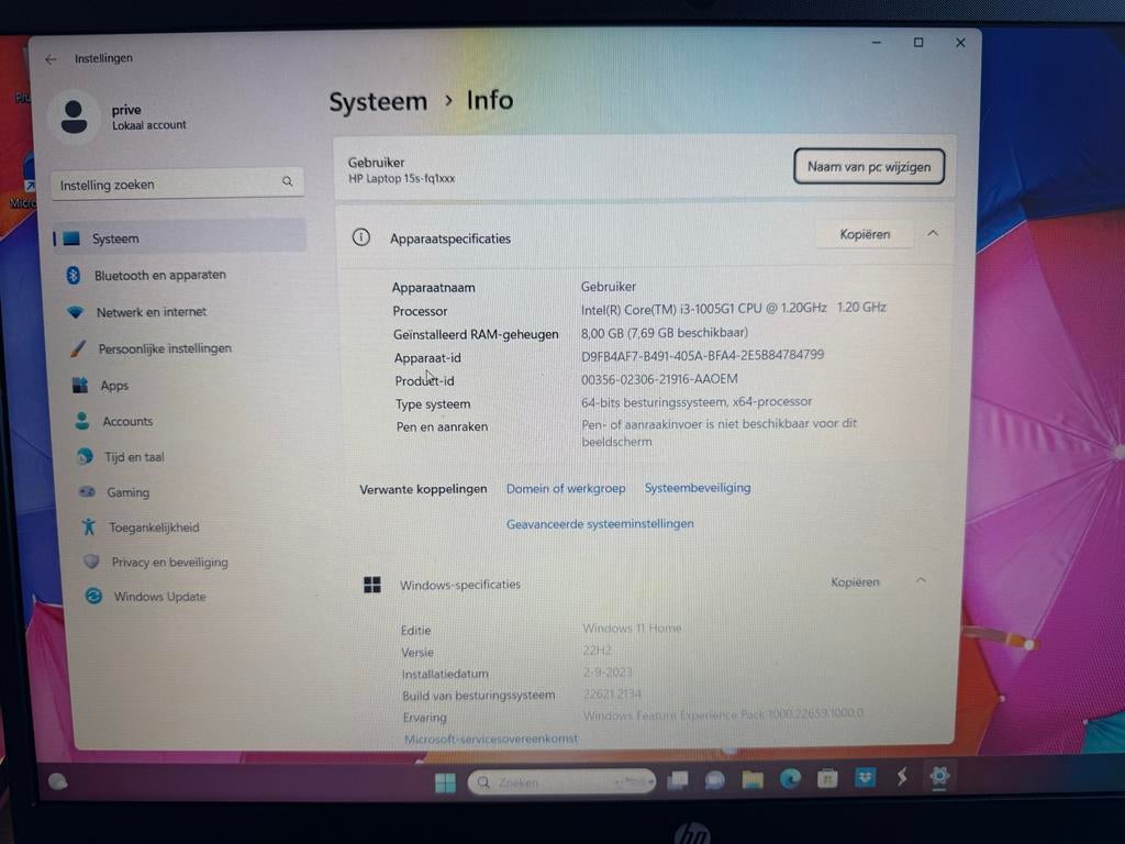 HP Laptop 15s-fq1xxx - Intel i3, 8GB RAM, Windows 11, Gebruikt, 8 GB, Minder dan 2 Ghz, 14 inch