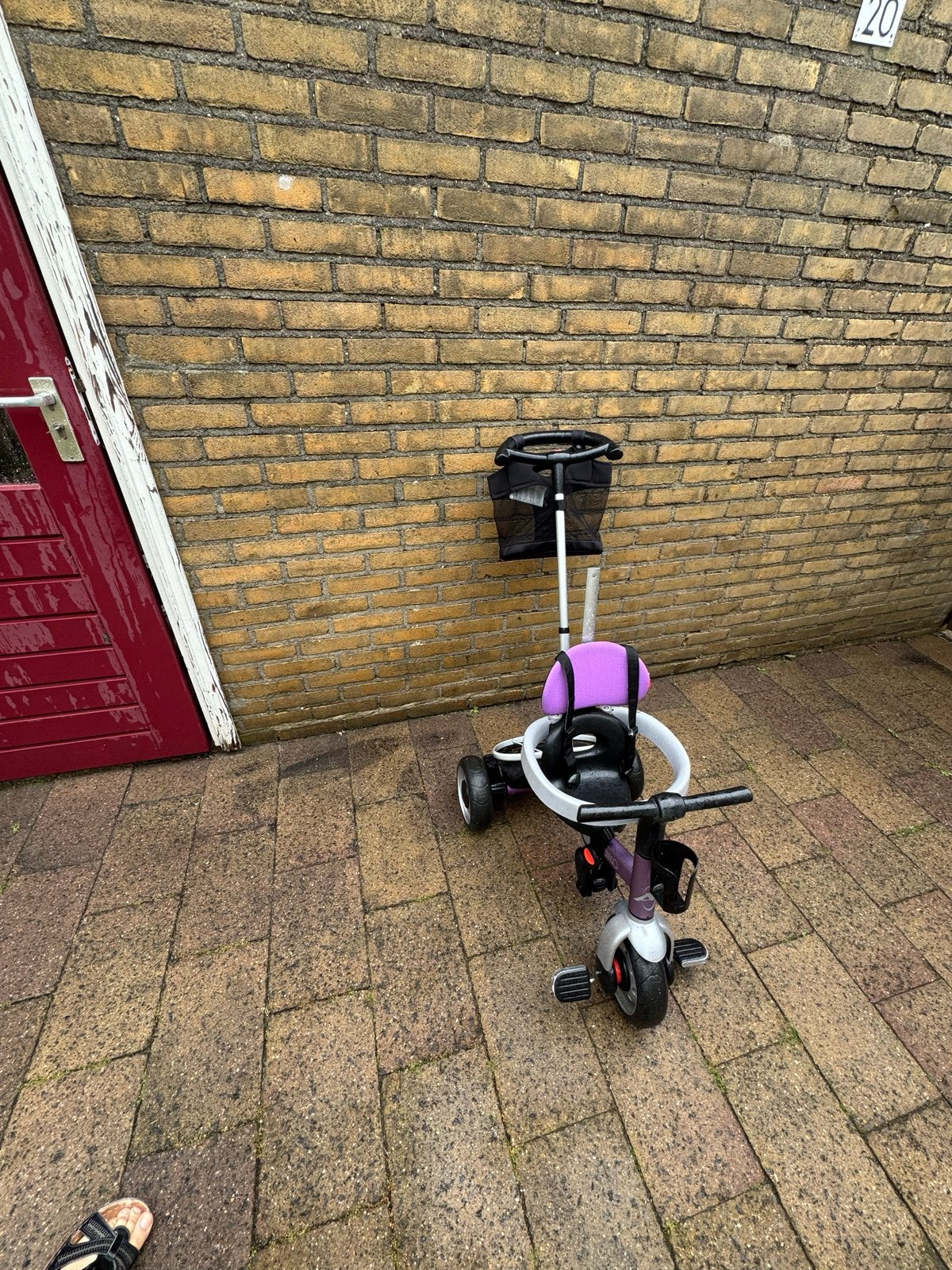 Kinder driewieler met duwstang en zonnekap, Ophalen of Verzenden, Gebruikt, Overige typen