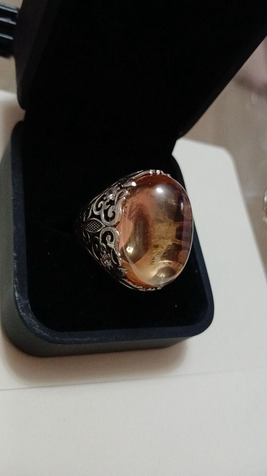 Silver ring with smoky quartz stone, Sieraden, Tassen en Uiterlijk, Ringen, Ophalen of Verzenden, Zo goed als nieuw, 17 tot 18