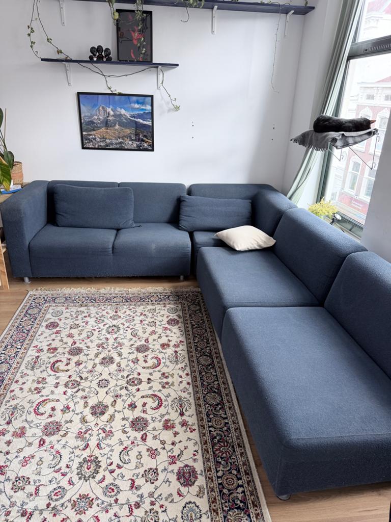 Big blue corner sofa / blauwe hoekbank, Ophalen, 250 tot 300 cm, Gebruikt, 100 tot 125 cm