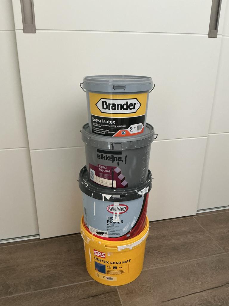 Diverse verf en primer - Brander, Sikkens, SPS, Glidden, Doe-het-zelf en Verbouw, Gebruikt, Wit, Ophalen of Verzenden, Verf