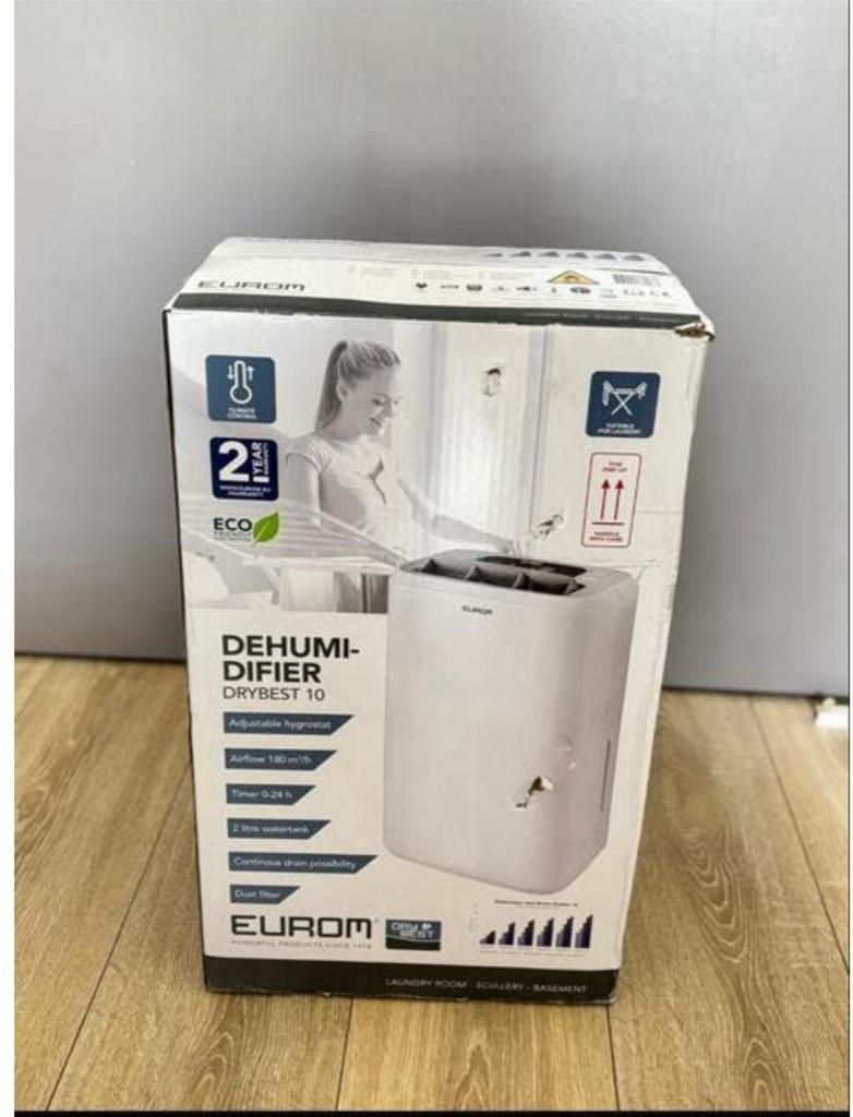 Eurom Drybest 10 Luchtontvochtiger - Nieuw in doos, Ophalen of Verzenden, Zo goed als nieuw, Luchtontvochter