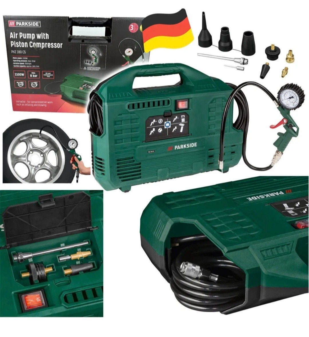 Compressor Parkside pkz 180 c5, Doe-het-zelf en Verbouw, Minder dan 25 liter, Ophalen of Verzenden, Zo goed als nieuw, Minder dan 200 liter/min