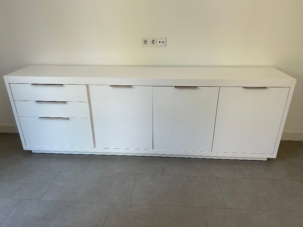 Witte TV Meubel, Ophalen, Strak, Zo goed als nieuw, 200 cm of meer
