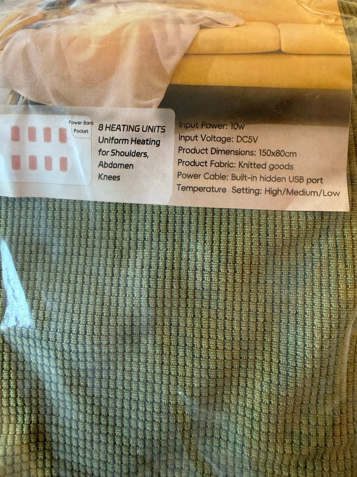 Verwarmde deken/sjaal - USB - Groen - Nieuw, Groen, Verzenden, ., Nieuw