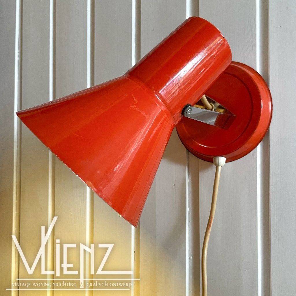 Vintage, midcentury, retro lampje, wandlampje oranje, Ophalen of Verzenden, Huis en Inrichting